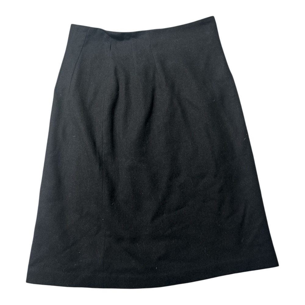 Savannah Vintage 100% Wool Lined Black Zip Pencil Skirt Back Slit Sz 10